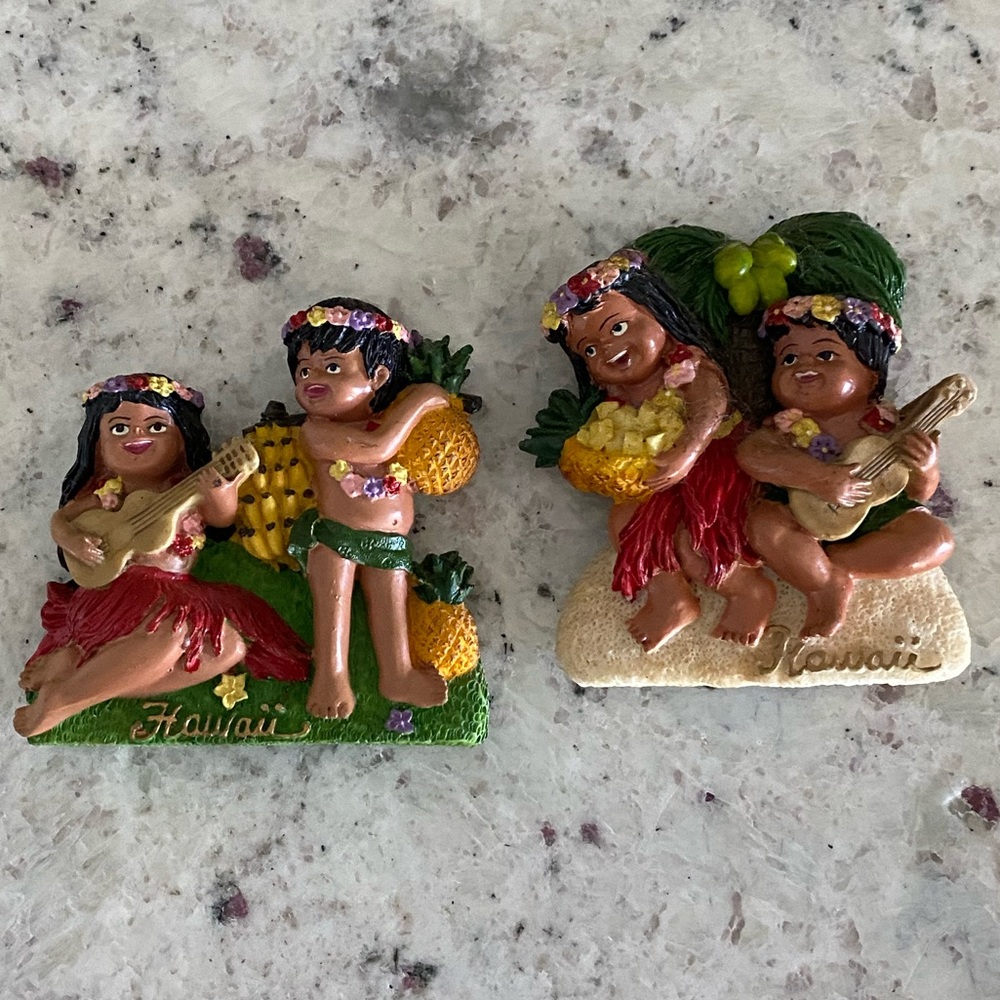 LOT of 2 Vintage Resin Hawaiian HAWAII Refrigerator Magnets